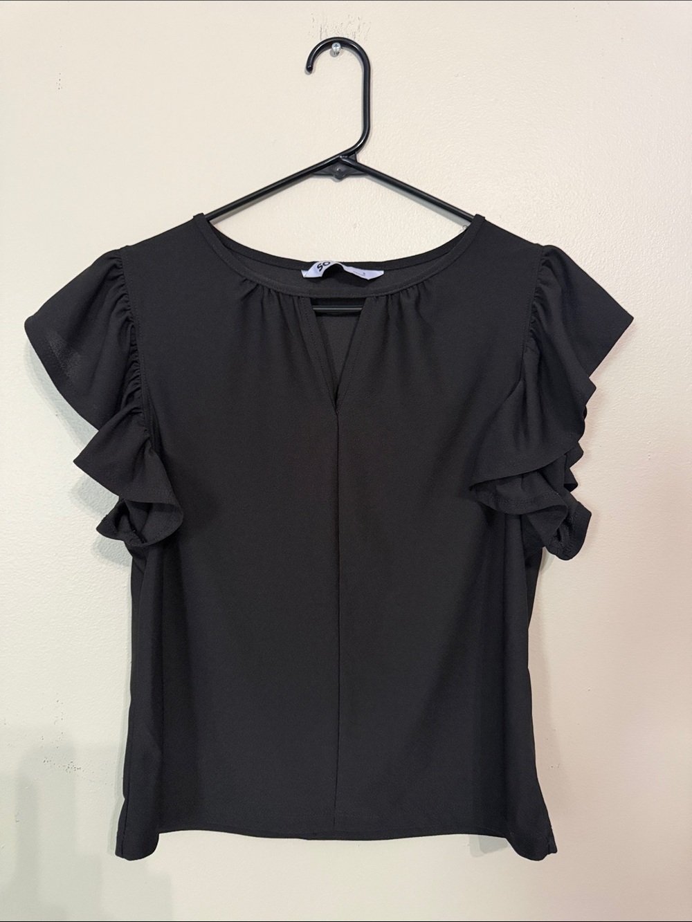 SO Black Ruffle Sleeve Blouse size small like new